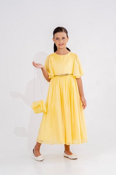 Eray Kids Starry Chiffon Girls' Evening Dress with Belt