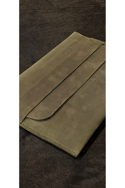 MAT Deri Green Genuine Leather MacBook Case - Handmade Bag Compatible with Air 13, M1, M2, M3, M4