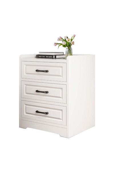 soufa dibaj Nightstand | European-style Light Luxury Bedside Table With Drawers 50x42x47 Cm - White