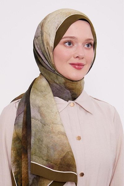 Levidor Royal Shawl με μοτίβο αντανάκλασης χακί