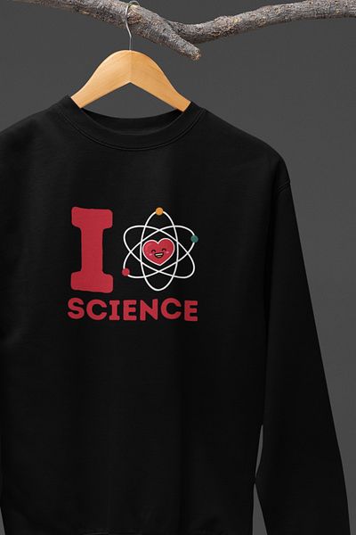 qoeuyl boutique I Love Science Printed Science Chemistry Student Printed Fun Unisex Crew Neck Sweatshirt