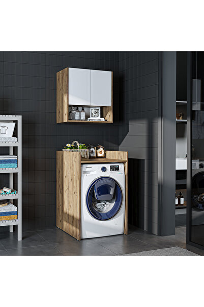 ROOMART Çamaşır-kurutma Makinesi Dolabı+ Üst Dolabı, Banyo Dolabı 65 cm