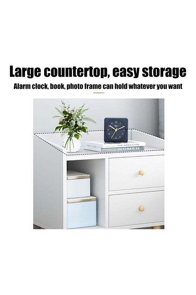 soufa dibaj Nightstand | Bedroom Rustic Side Table Simple Bedside End Table 43x30x48 cm - White