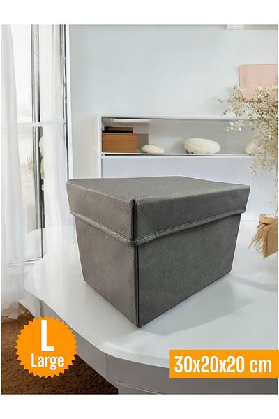 Balkan Room Anthracite In-Cabinet Organizer Box with Lid Multi-Purpose Storage Box Large 30X20X20 cm