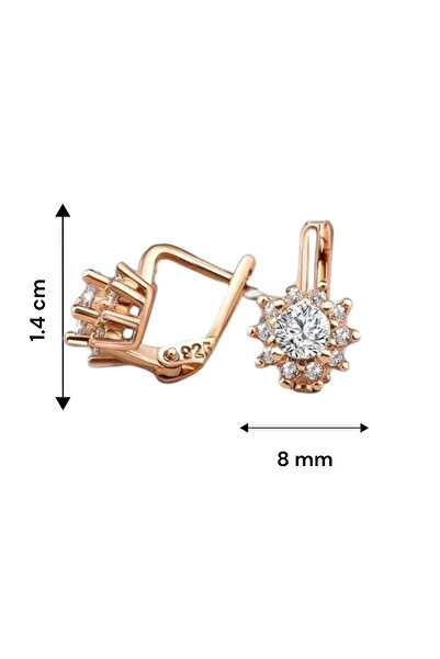 jelux silver 925 Ayar Gümüş Roze Renkli Zirkon Taşlı Küpe