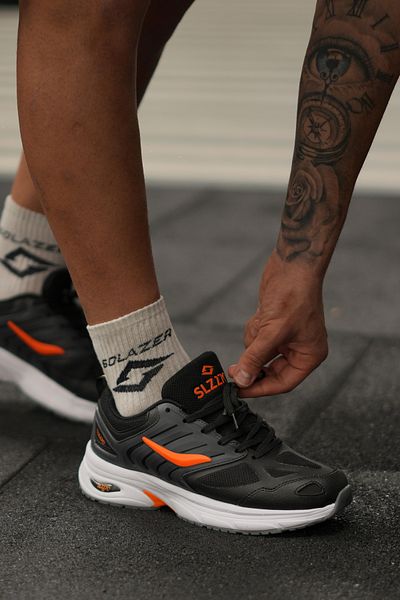 SOLAZER Pantofi sport negru portocaliu pentru bărbați, pantofi sport casual 041