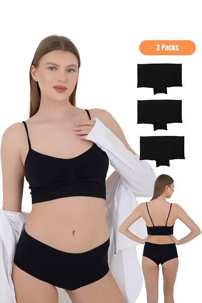 CNT Chiloți brazilian din microfibră pentru femei - Set de 3 (negru, alb, culoare nud)