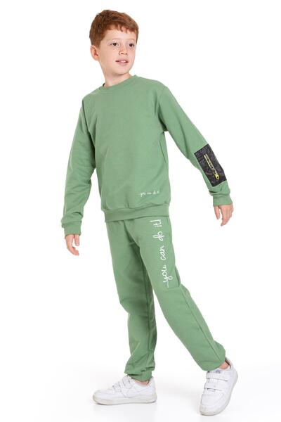 zepkids Fermuar Detaylı Yeşil Renk Erkek Çocuk Eşofman Takım