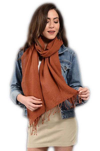 Dosimira Unisex Bitter Brown Plain Dye Cotton Scarf