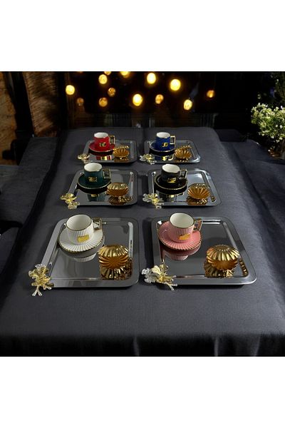 SAY HOME Stainless Coffee Presentation Table with 6 Butterfly