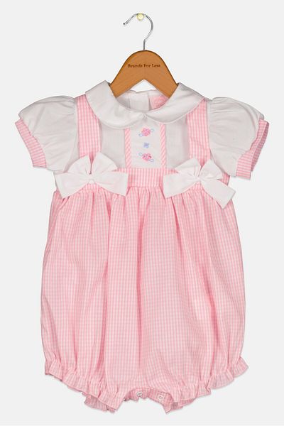 Rock A Bye Baby Boutique بدلة جسم منقوشة بأكمام قصيرة للبنات الصغار، وردية اللون
