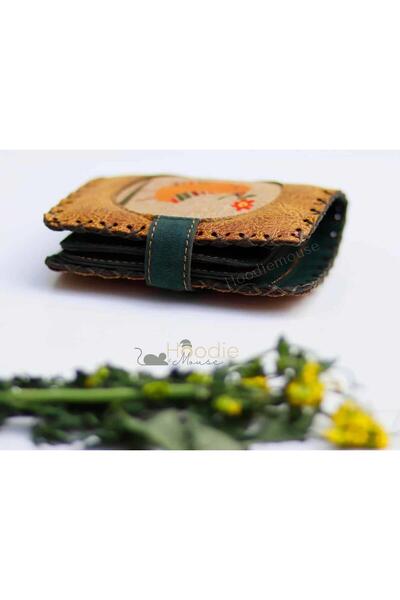 HOODİEMOUSE Kuş Figürlü Küçük Cüzdan Etnik Bohem Retro Style - Hardal