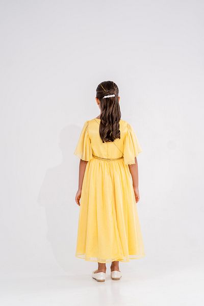 Eray Kids Starry Chiffon Girls' Evening Dress with Belt