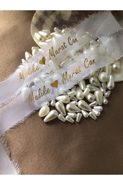 İsabella Accessories ipek Beyaz Söz Nişan Kurdelesi Kişiye Özel Yüzük Kurdele...