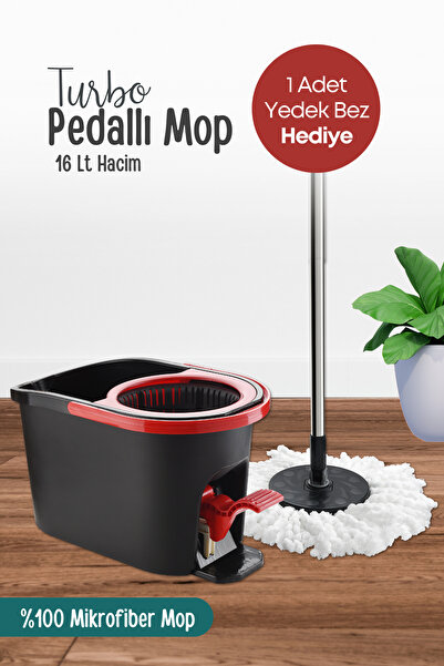 grimorlife Ultra Güçlü Pedallı Döner Başlıklı Mop Temizlik Seti 16 Litre