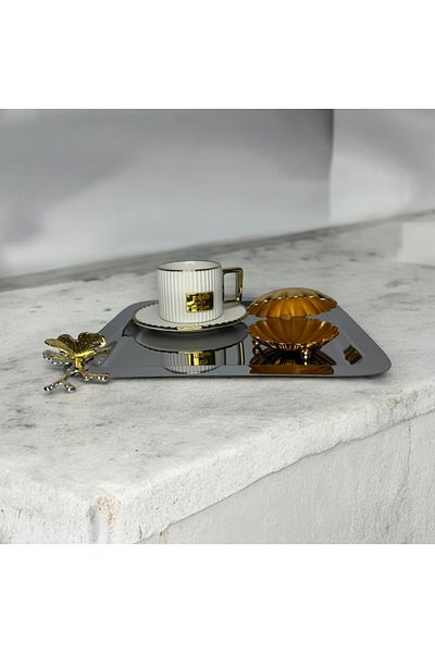 SAY HOME Stainless Coffee Presentation Table with 6 Butterfly