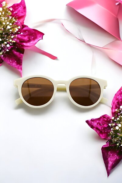 MACERATİ Petta Unisex Round Cream 0-10 Years Old Children's Uv400 Sunglasses