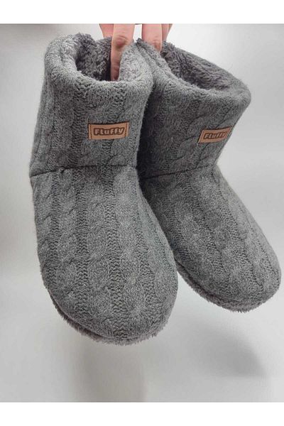 fluffy Ανδρικά παπούτσια για το σπίτι - Πλεκτά, Fleece, Λούτρινο εσωτερικό, Χοντρή και Αντιολισθητική Σόλα