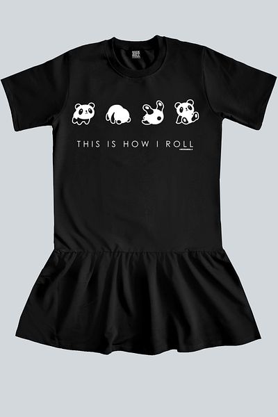 ROCKANDROLL Φόρεμα Panda Takla Μαύρη κοντομάνικη πλισέ φούστα Relax φούτερ