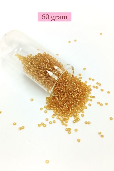 STUMBANNG Cast glass sand beads (11/0) 2 mm - 60 grams - transparent gold - bnc062