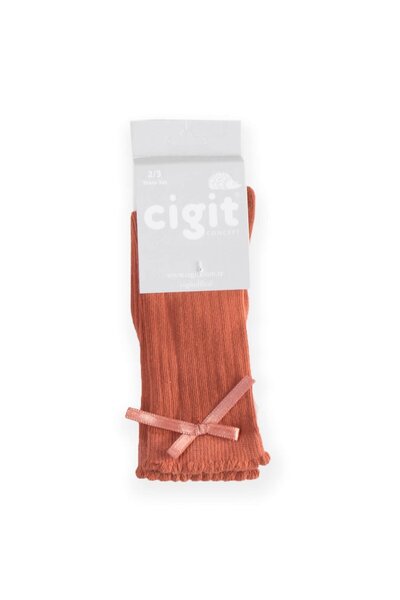 Cigit Children's Knee-Length Girls Socks 2-9 Years Cream