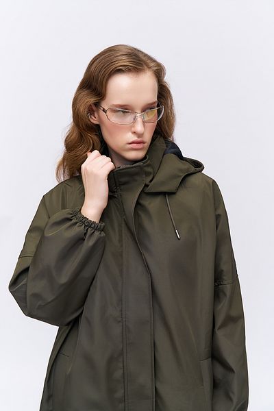 Quzu Oversize Hooded Trench Coat Khaki