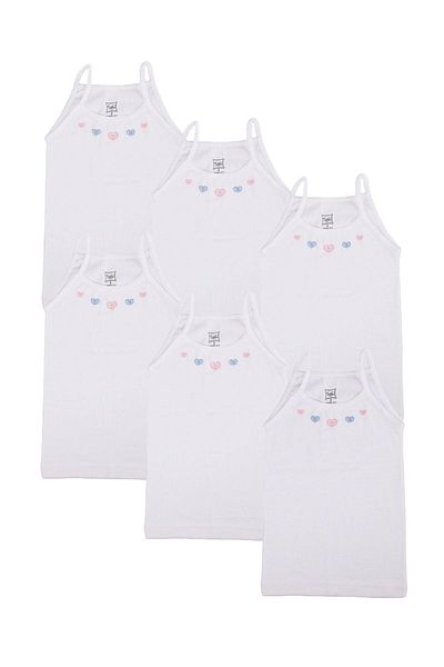 KEYAL Tutku Girl's Undershirt Rope Strap Embroidered Rib 0165 Pack of 6