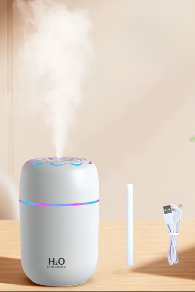 Technikhaus H2o 250ml Çiçek Desenli Hava Nemlendirici Buhar Makinesi Ultrasonik Hava Ortam Oda Araba Kokusu