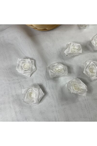 Bukle İplik 20 Τεμάχια Λευκό Σολομό Τούλι Λουλούδι Τουλίπα Διακοσμητικό Κομψό - Πλάτος 2,5 εκ.