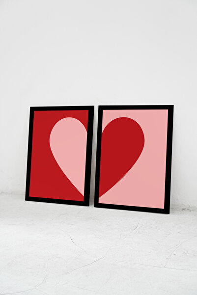 ARTCASTLE Set de 2 tablouri cu rame din lemn Inimă