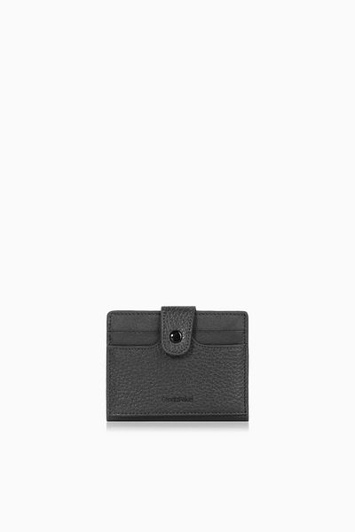 CENGİZ PAKEL Cengiz Pakel Unisex Genuine Leather Small Size Card Holder - 2513 - Black/Green