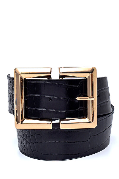 Paçuli Moda Geniş Tokalı Krokodil Desen Kemer, Ceket Kemeri, Gömlek Kemeri, E...