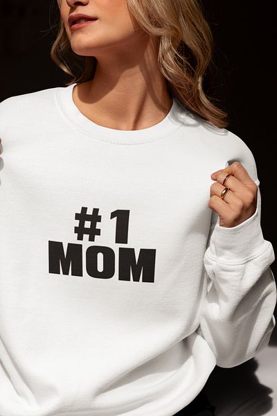 qoeuyl boutique Number One Mom Printed Mother's Day Fun Crew Neck φούτερ
