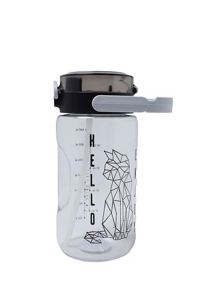 QUİCKPREP 1.5Lt Printed Beige Water Bottle with Straw