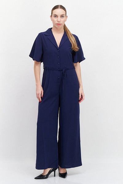 French Connection Women Plain Short Sleeve Jumpsuit, Navy