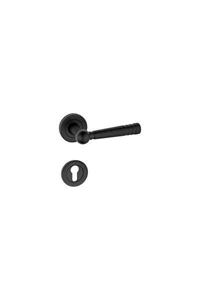 Yale Black Steel Yale Door Handle with Ottoman Badge 1 Set