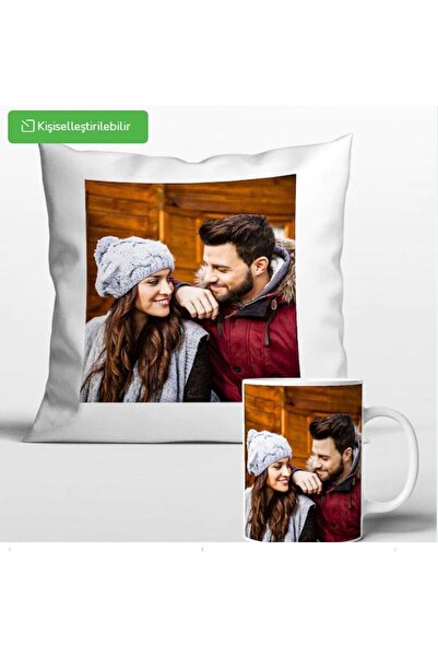 Sevilla Sevgililer Günü Kişiye Özel Kupa Bardak Ve Premium İpeksi Kadife Yast...