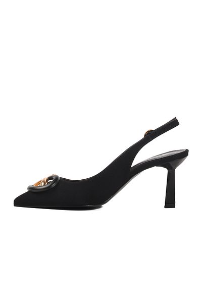 AYAKMOD Black Satin Thin Heeled Women's Evening Dress Shoes 575010   Z