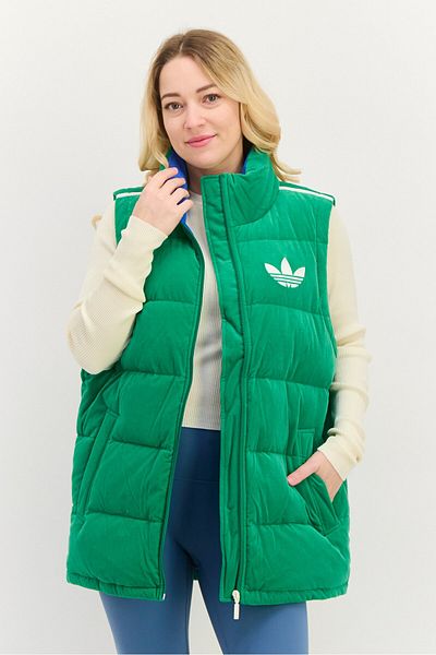 adidas Women Sportswear Fit Sleeveless Outdoor Jacket Vest, Green