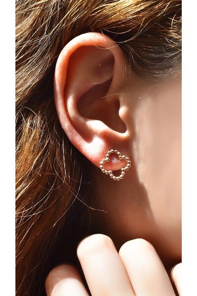 jelux silver Yonca Gümüş 925 Ayar Model Rose Renkli Gümüş Küpe