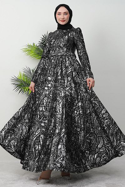 GİZ AGİYİM Βραδινό φόρεμα Hijab Glitter - Feraye Black
