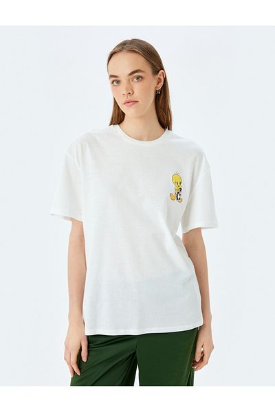 Koton Looney Tunes licencované Tweety potištěné oversize bavlněné tričko