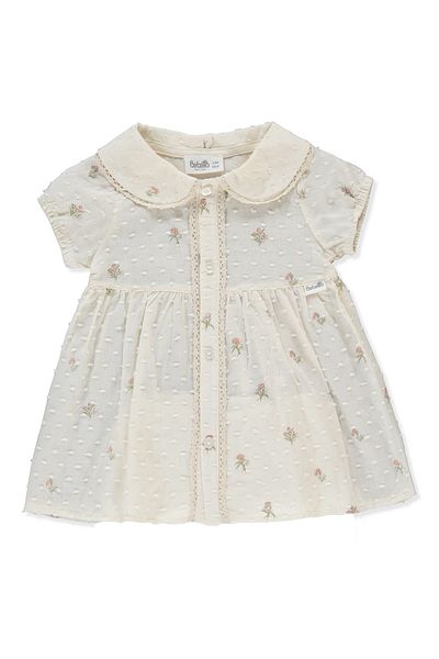 Bebetto Ecru Woven Dress - Mature Flowers K4808