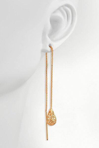 jelux silver Gümüş 925 Ayar Grift Model Füzyon Zincirli Rose Damla Küp