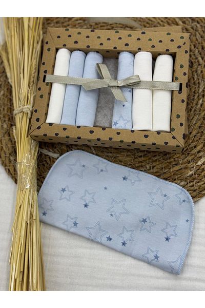 Caramell 2025 Model Set of 7 Patterned Combed Cotton Baby Mouth Wipes