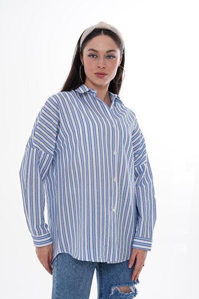 ŞİMAL Cămașă cu mânecă lungă cu model linie groasă de damă 250164 -