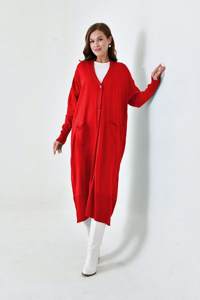 NİSUM MODA Long Buttoned Knitwear Cardigan