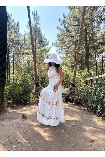 moneta boutique Rochie de damă din viscoză cu modele florale - gât cu căpăcel