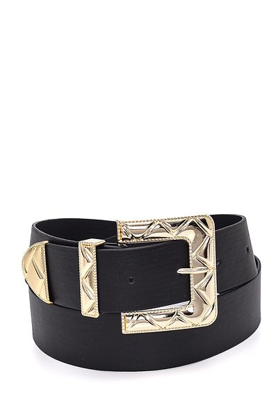 Paçuli Moda Black Buckle Women's Belt