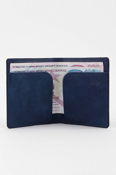 Fossil Boxed Genuine Leather Navy Blue Crazy Hand Portfolio Card Holder Wallet